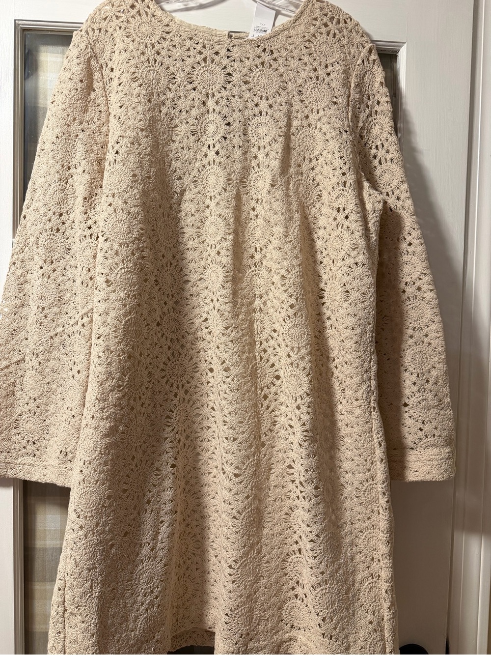 LOFT Cream Crochet Lace Long Sleeve Dress